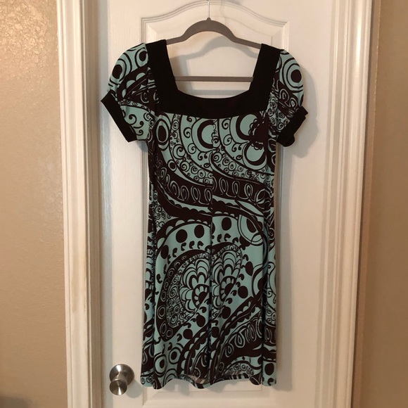 Brown & Light Blue Shift Dress - Picture 5 of 8